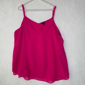 Torrid Double Layered Chiffon Cami V Cut Neck & Back Fuschia Plus Size 2